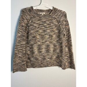 Liverpool Los Angeles Space Dye‎ Knit Crewneck Sweater Gray Tan Womens Medium